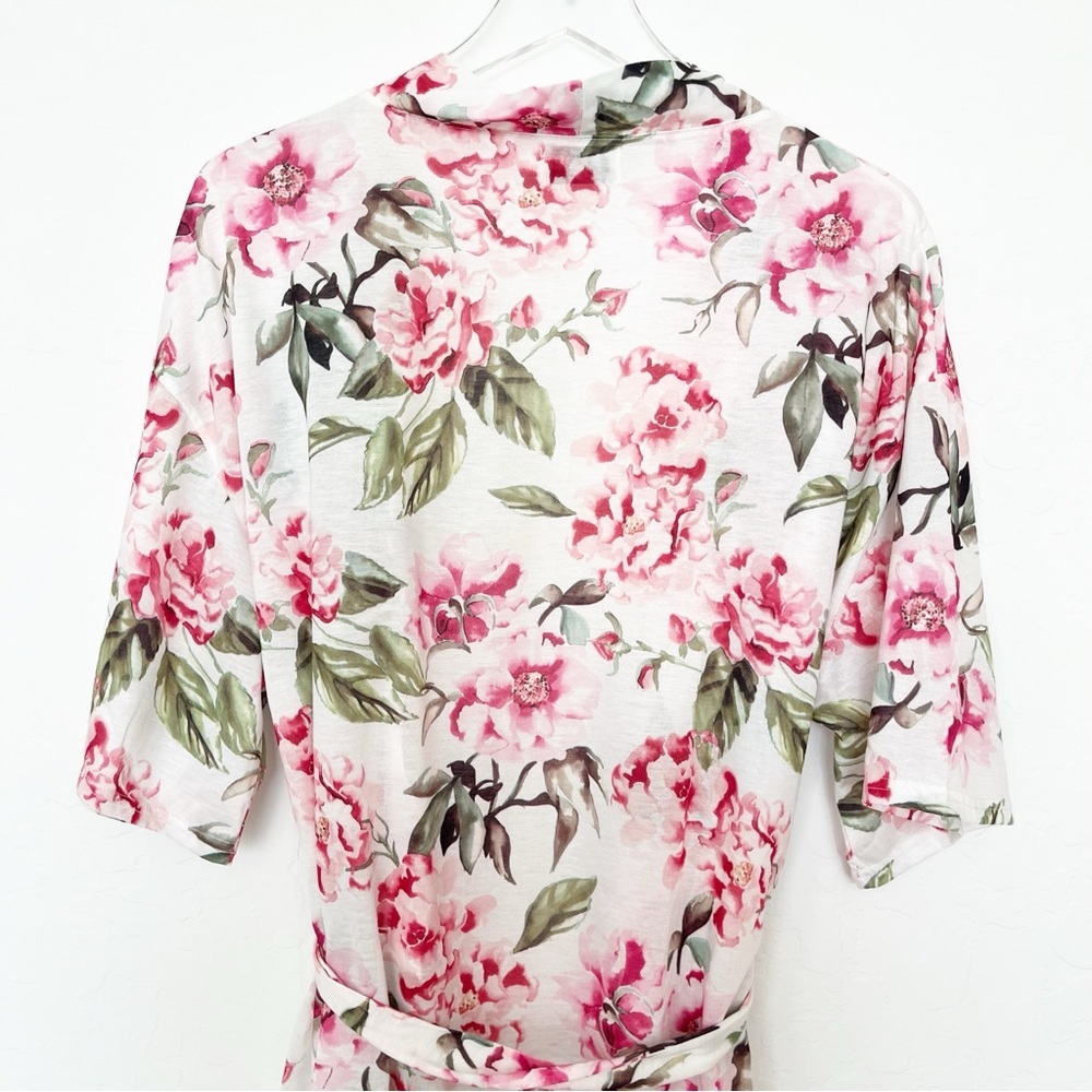 Show Me Your MuMu Robe Kimono White with Pink floral print One Size - Picture 10 of 11